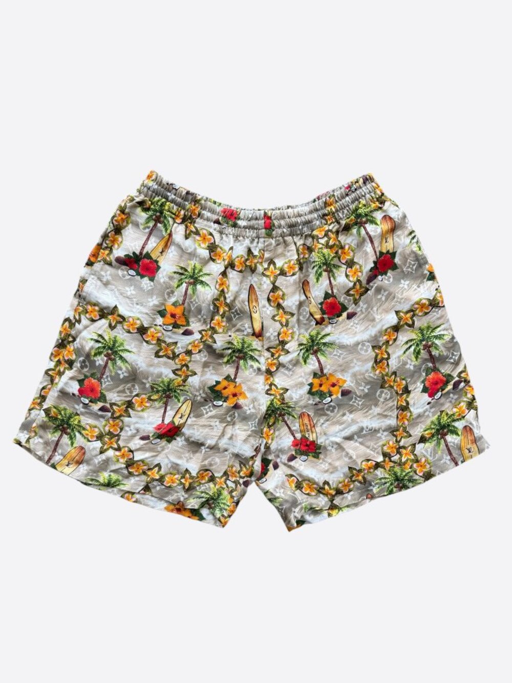 Louis Vuitton Beige Beach Monogram Silk Shorts